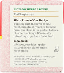 BIGELOW: Red Raspberry Herbal Tea Caffeine Free 20 Tea Bags, 1.18 oz