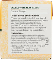 BIGELOW: Lemon Ginger Herbal Tea Probiotics 18 Bags, 1.39 oz