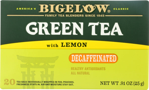 BIGELOW: Green Tea With Lemon Naturally Decaffeinated 20 Tea Bags, 0.91 oz