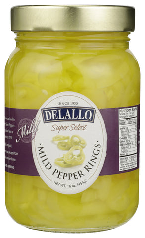 DELALLO: Mild Banana Pepper Rings, 16 oz