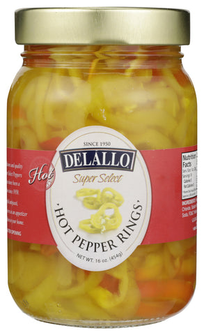 DELALLO: Hot Banana Pepper Rings, 16 oz