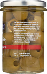 DELALLO: Jalapeno Stuffed Green Greek Olives, 5.8 oz