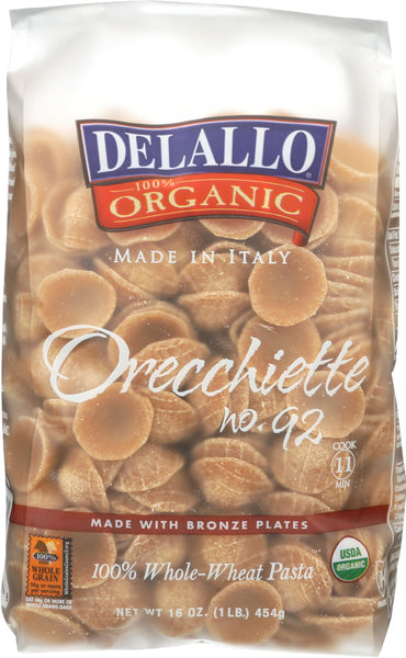 DELALLO: Pasta Whole Wheat Orecchiette, 16 oz