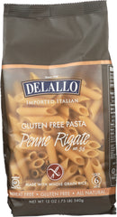 DELALLO: Gluten Free Whole Grain Rice Penne Rigate, Wheat-Free, 12 oz