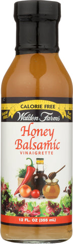 WALDEN FARMS: Honey Balsamic Vinaigrette, Free From Calorie Sugar Fat Gluten & Carbohydrate, 12 Oz