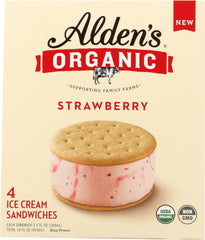 ALDENS ORGANIC: Ice Cream Sandwich Strawberry, 4 pk