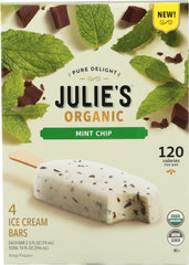 JULIES ORGANIC: Ice Cream Bar Mint Chip 4 Bars, 10 oz