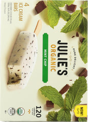 JULIES ORGANIC: Ice Cream Bar Mint Chip 4 Bars, 10 oz