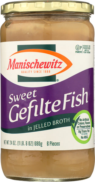 MANISCHEWITZ: Sweet Gefilte Fish in Jelled Broth, 24 Oz