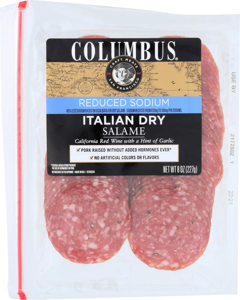 COLUMBUS: Slice Low Sodium Italian Dry Salame Pillow Pack, 8 oz