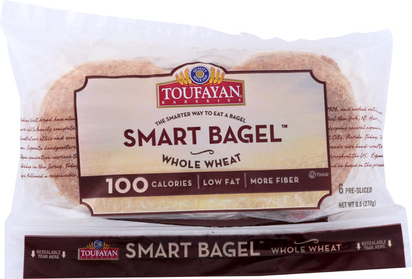 TOUFAYAN: Smart Bagel Whole Wheat, 9.5 oz