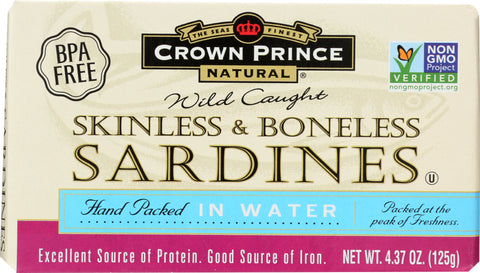 CROWN PRINCE: Skinless & Boneless Sardines In Water, 4.37 oz