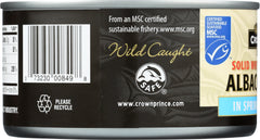 CROWN PRINCE: Albacore Tuna Solid White No Salt Added, 12 oz