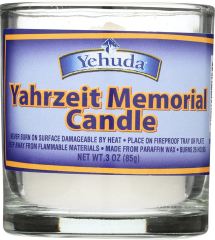 YEHUDA: Yahrzeit Memorial Candle Glass Tumbler, 1 ct