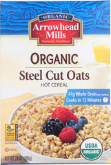 ARROWHEAD MILLS: Organic Steel Cut Oats Hot Cereal, 24 oz