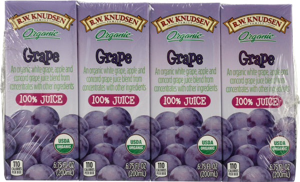 R.W. KNUDSEN: Family Organic Juice Grape 4 Count, 27 oz