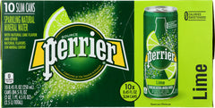 PERRIER: Slim Cans Sparkling Natural Mineral Water Lime (10x8.45 Oz), 84.5 oz