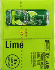 PERRIER: Slim Cans Sparkling Natural Mineral Water Lime (10x8.45 Oz), 84.5 oz