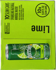 PERRIER: Slim Cans Sparkling Natural Mineral Water Lime (10x8.45 Oz), 84.5 oz