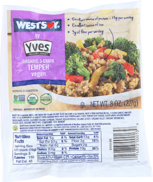 WESTSOY: Tempeh Five Grain, 8 oz