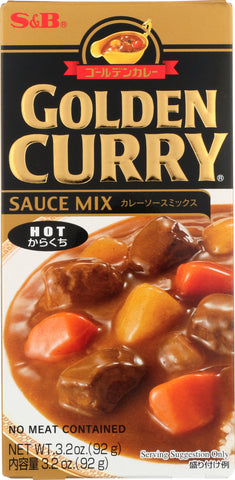 S & B: Sauce Mix Hot Golden Curry, 3.2 oz