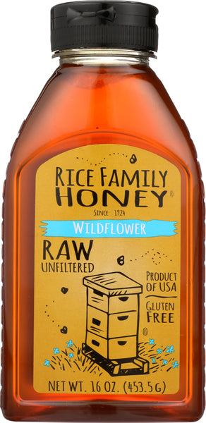 RICE FAMILY HONEY: Raw & Unfiltered Wildflower Honey, 16 fl oz