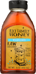 RICE FAMILY HONEY: Raw & Unfiltered Wildflower Honey, 16 fl oz