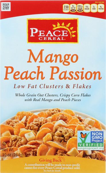 PEACE CEREAL: Clusters and Flakes Cereal Mango Peach Passion, 10 oz