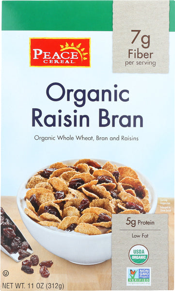 PEACE CEREAL: Cereal Raisin Bran Organic, 11 oz