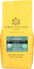 FIRST COLONY: Rainforest Blend Green Frog Coffee, 12 oz