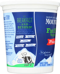 MOUNTAIN HIGH: Fat Free Plain Yoghurt, 32 oz