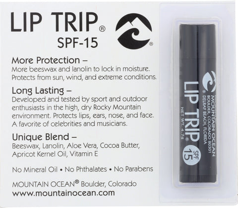 MOUNTAIN OCEAN: Lip Trip SPF-15, 0.165 Oz