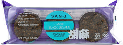 SAN-J: Crackers Black Sesame Rice, 3.7 oz