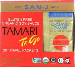 SAN J: Sauce Soy Tamari Gluten Free Pack of 20, 5 oz