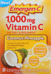 EMERGEN-C: Vitamin C Drink Mix Coconut Pineapple 1000 mg 30 Packets, 9.6 oz