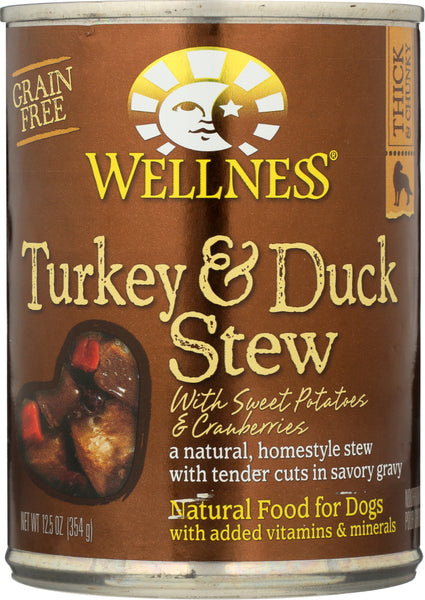 WELLNESS: Turkey & Duck Stew with Sweet Potatoes Dog Food, 12.5 oz