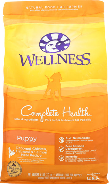 WELLNESS: Chicken Salmon and Oatmeal Natural Dry Puppy Food, 5 lb