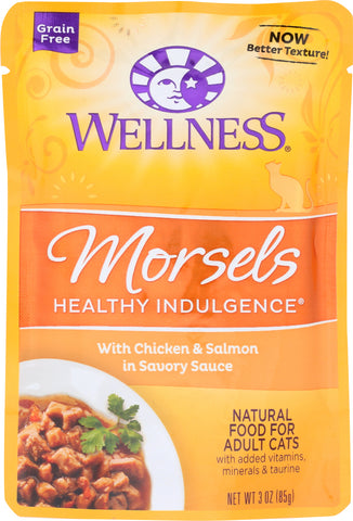 WELLNESS: Morsels Healthy Indulgence Chicken and Salmon Cat Food, 3 oz