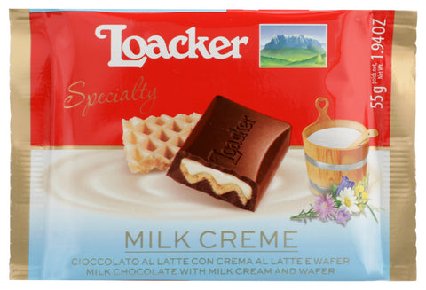 LOACKER: Chocolate Milk Creme Bar 55g, 1.94 oz