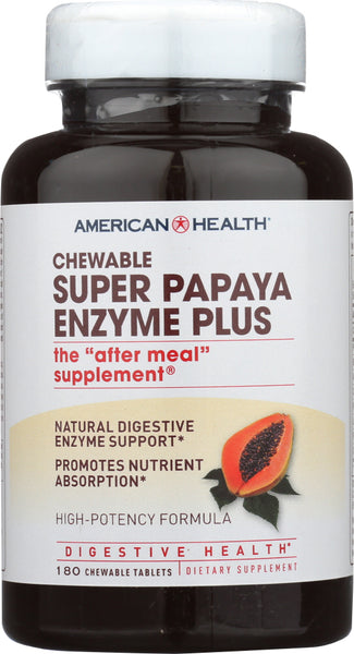 AMERICAN HEALTH: Super Papaya Enzyme Plus Chewable, 180 Tablets