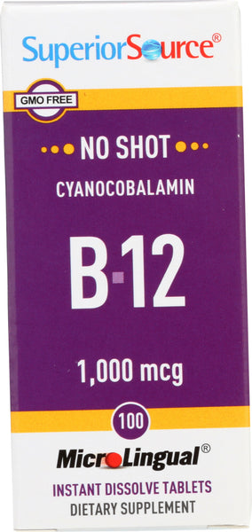 SUPERIOR SOURCE: No Shot Cyanocobalamin B-12 1,000 mcg, 100 tb