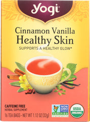 YOGI TEAS: Cinnamon Vanilla Healthy Skin Caffeine Free Tea, 16 bg