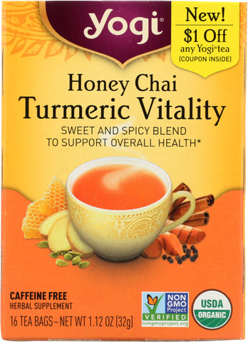 YOGI TEAS: Honey Chai Turmeric Vitality Tea, 16 bg