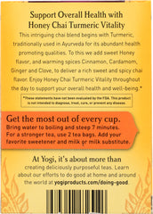 YOGI TEAS: Honey Chai Turmeric Vitality Tea, 16 bg