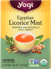 YOGI TEAS: Tea Egyptian Licorice Mint Caffeine Free, 16 bg