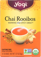 YOGI TEAS: Organic Chai Rooibos Warming Spicy-Sweet, 16 Tea Bags