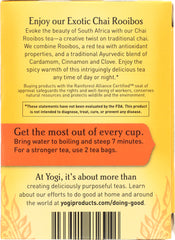 YOGI TEAS: Organic Chai Rooibos Warming Spicy-Sweet, 16 Tea Bags