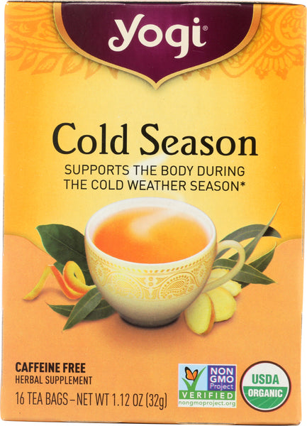 YOGI TEAS: Organic Cold Season Caffeine Free, 16 Tea Bags