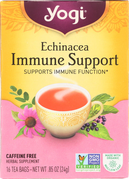 YOGI TEAS: Tea Echinacea Immune Support Caffeine Free, 16 bg