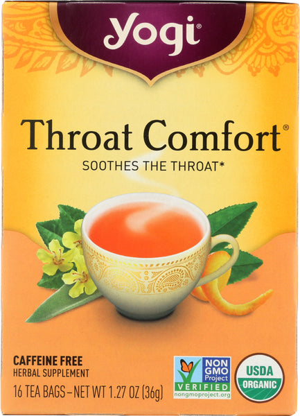 YOGI TEA: Organic Throat Comfort Caffeine Free, 16 Tea Bags